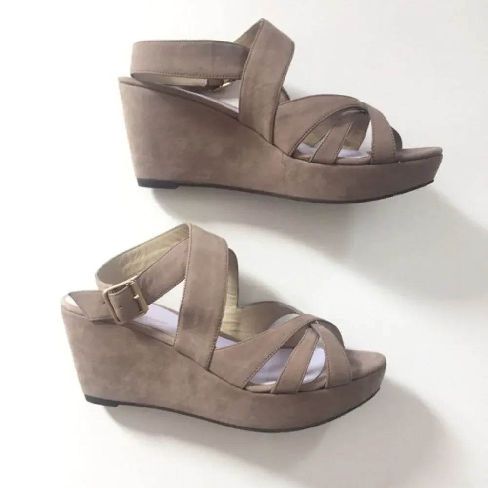 Delman ankle wrap wedges in taupe size 10 M